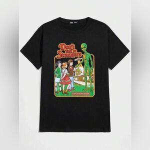 ROMWE Stevenrhodes Figure & Slogan Graphic Tee, School, Size Medium